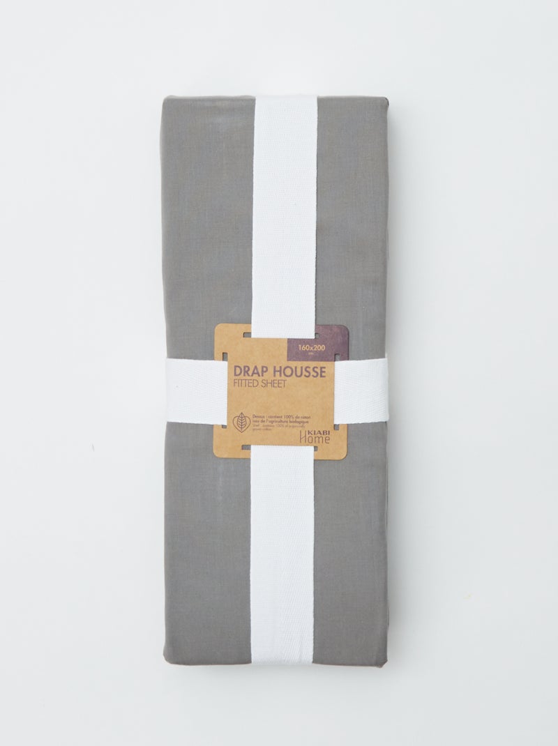 Sábana bajera ajustable para 2 personas (160x200cm) de algodón - Kiabi Home GRIS - Kiabi