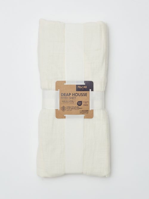 Sábana bajera ajustable para cuna (70x140) en doble gasa de algodón - Kiabi Home - Kiabi Sábana bajera ajustable para cuna (70x140) en doble gasa de algodón - Kiabi Home - Kiabi
