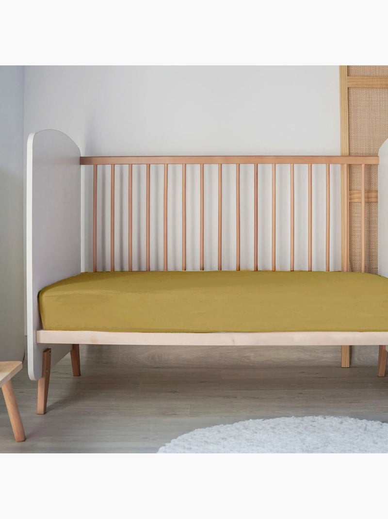 Sábana bajera baby jersey 100% algodón Amarillo mostaza - Kiabi