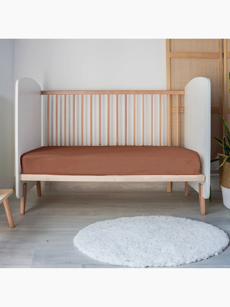 Sábana bajera baby jersey 100% algodón Terracota - Kiabi