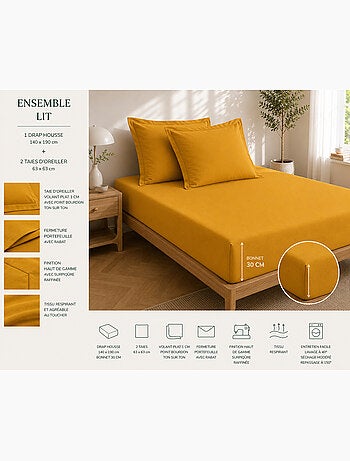 Sábana bajera calidad hotel + 2 fundas de almohada de percal 78 hilos