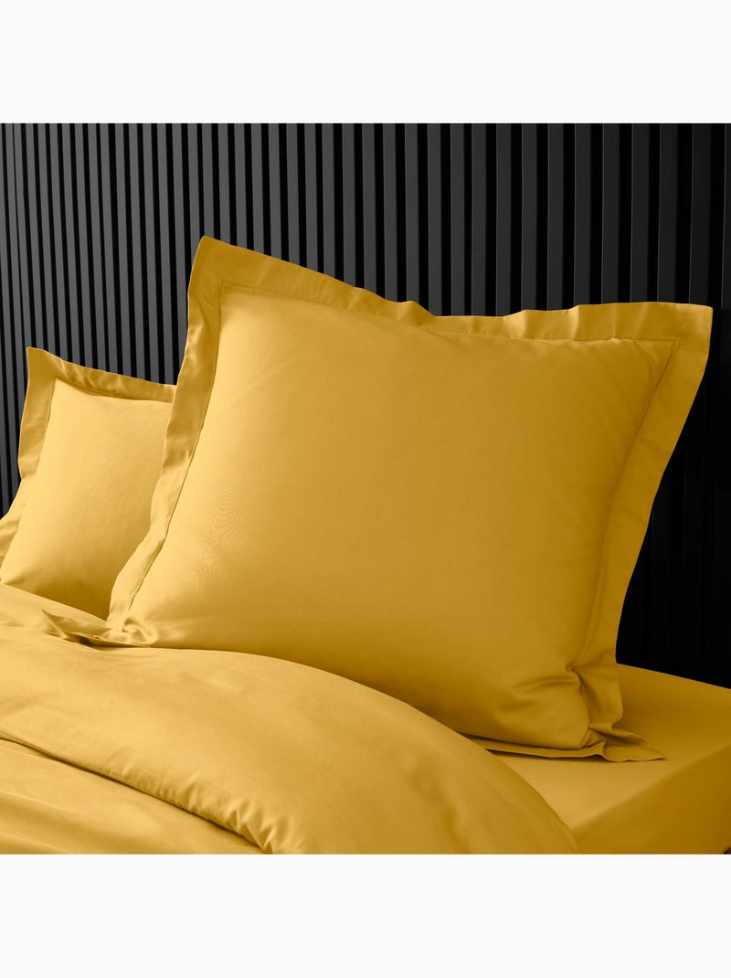 Sábana bajera calidad hotel + 2 fundas de almohada de percal 78 hilos Ocre - Kiabi