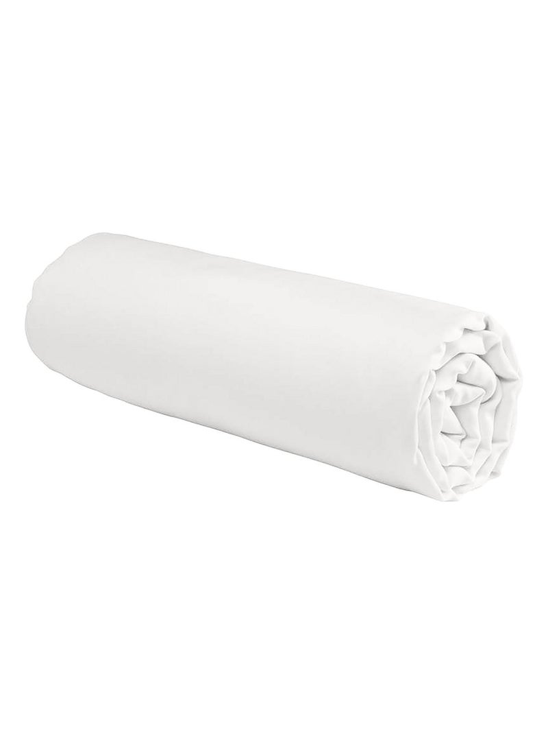 Sábana bajera de algodón de 57 hilos, lisa, con una altura de 25 cm. Blanco - Kiabi