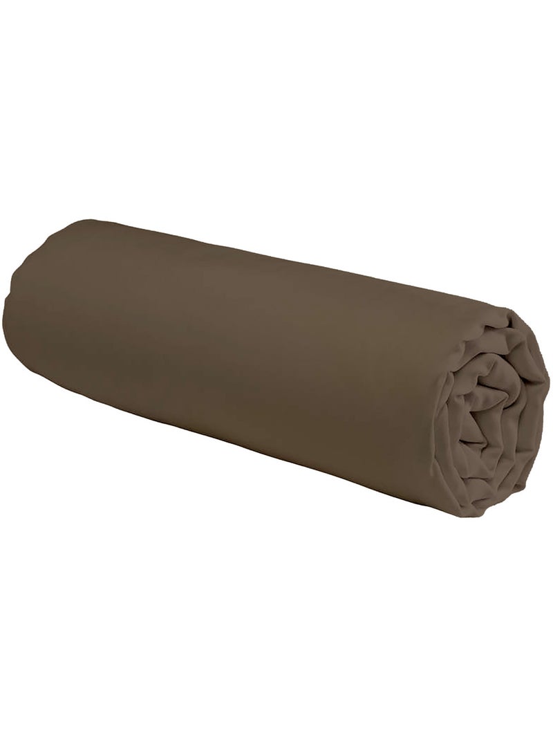 Sábana bajera de algodón de 57 hilos, lisa, con una altura de 25 cm. Taupe - Kiabi