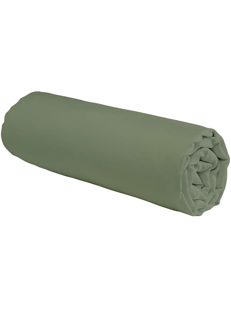 Sábana bajera de algodón de 57 hilos, lisa, con una altura de 25 cm. Verde salvia - Kiabi