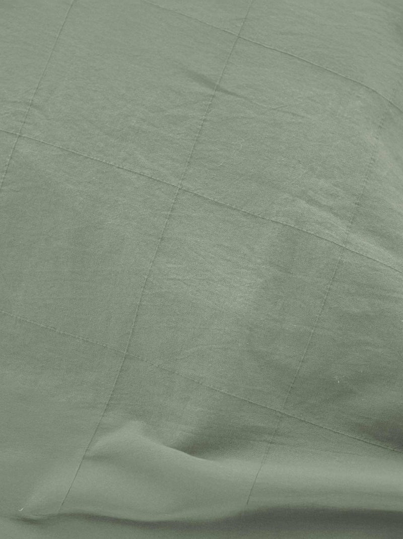 Sábana bajera de algodón lavado con estampado de cuadros jacquard Verde claro - Kiabi