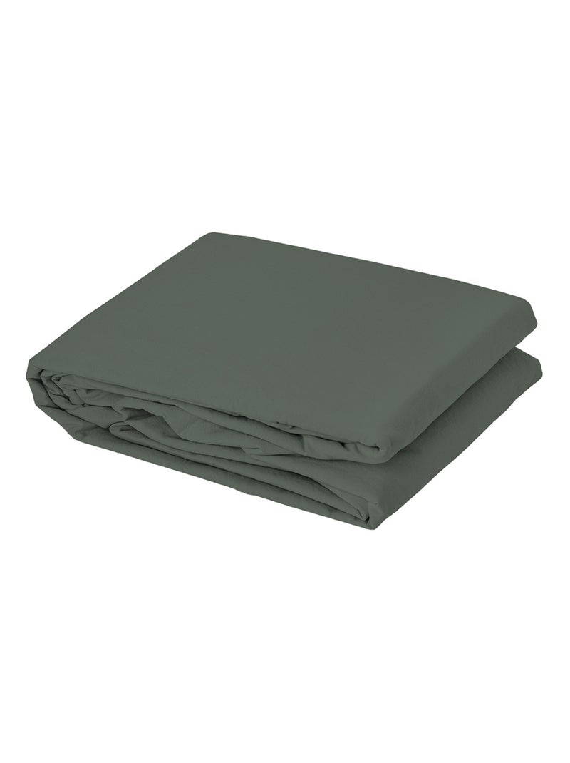 Sábana bajera de algodón lavado Oekotex Verde oscuro - Kiabi