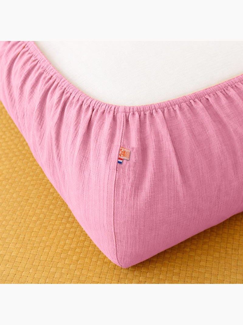 Sábana bajera de algodón orgánico rosa Rosa - Kiabi