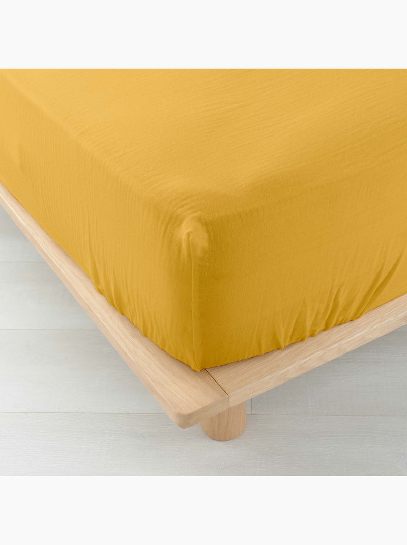 Sábana bajera de gasa de algodón Amarillo - Kiabi