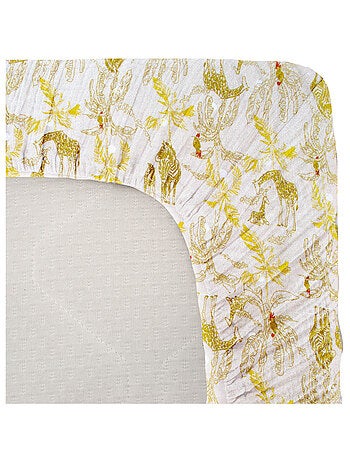 Sábana bajera de punto infantil con estampado de animales de la sabana