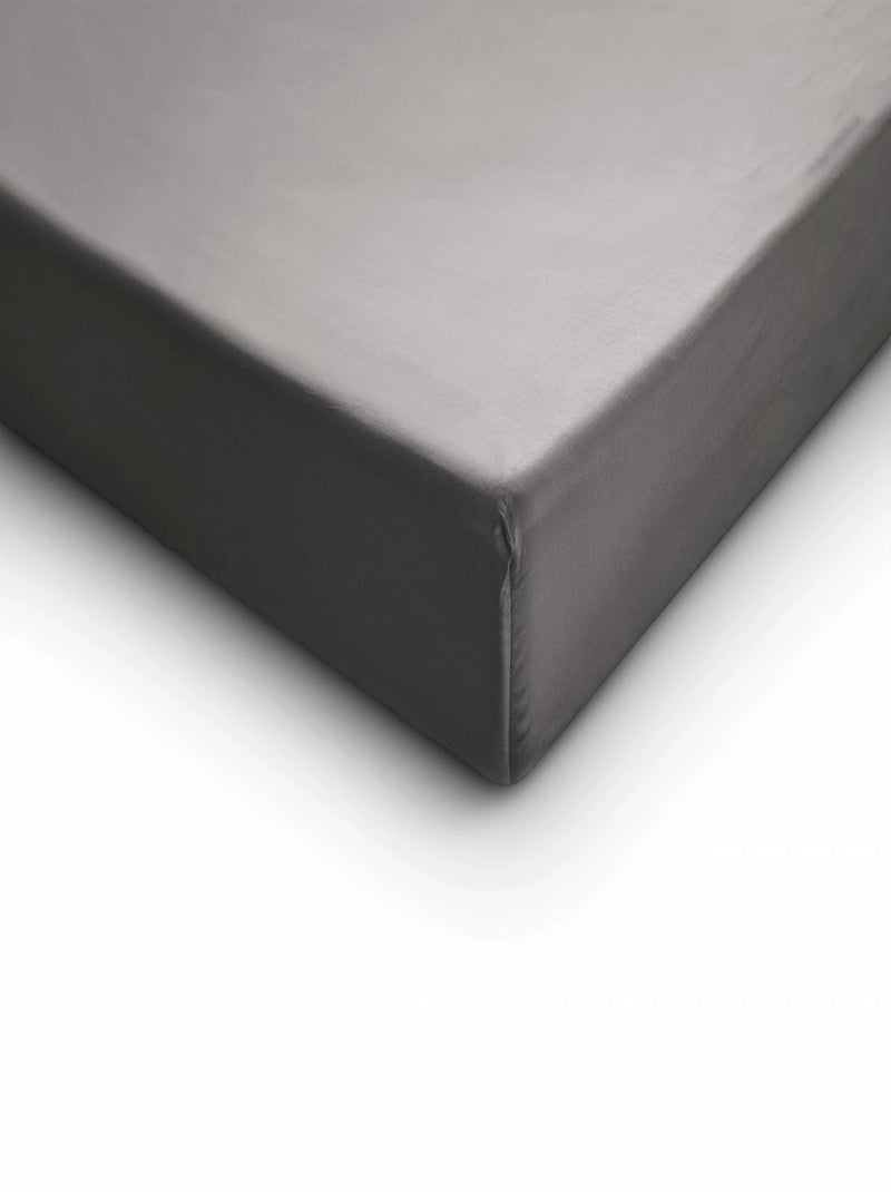 Sábana bajera de satén de algodón gris plata Gris - Kiabi