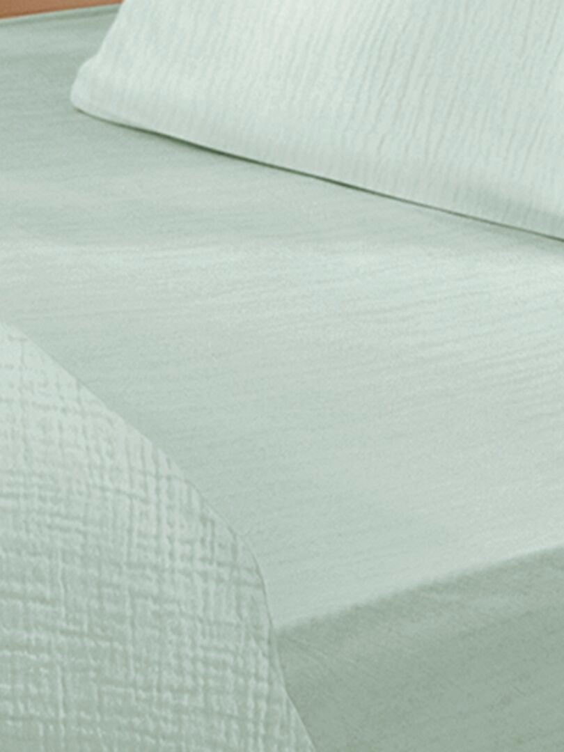 Sábana Bajera De Microfibra Extra Suave - Tamaño 180x220 Cm, Elástico Completo, Color Verde