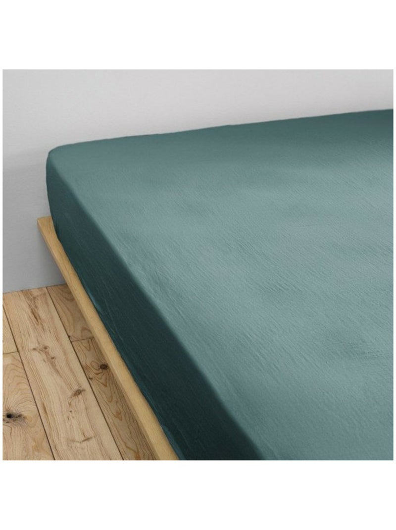 Sábana bajera – doble gasa de algodón 125 g/m² – bolsillo 30 cm - gaïa Azul petróleo - Kiabi
