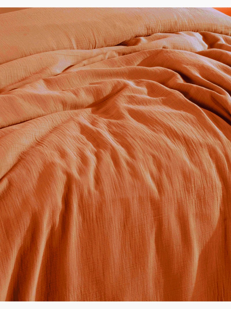 Sábana bajera gasa de algodón Ocre - Kiabi