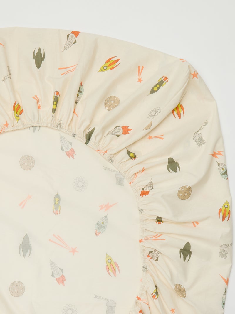 Sábana bajera individual (90x190) de algodón - Kiabi Home Beige - Kiabi