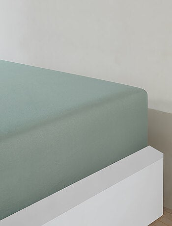 Sábana bajera jersey algodón-Verde celadón
