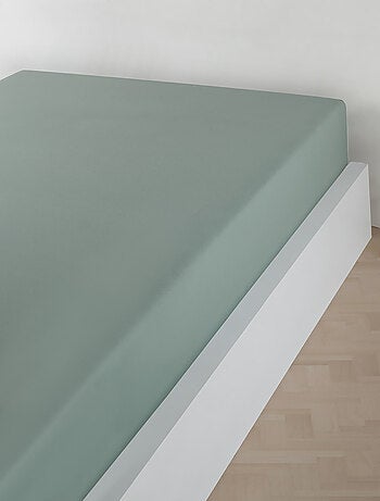 Sábana bajera jersey algodón-Verde celadón