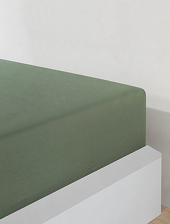 Sábana bajera jersey algodón-Verde oliva