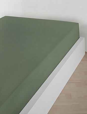 Sábana bajera jersey algodón-Verde oliva