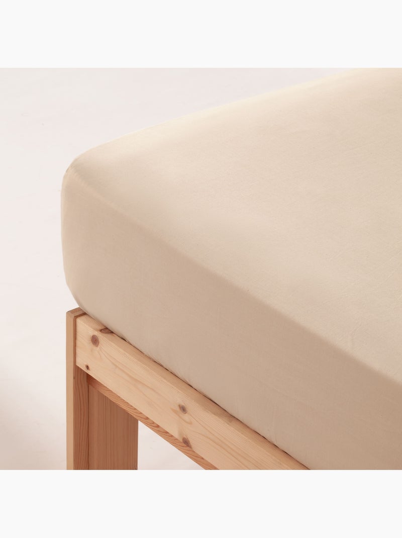 Sabana bajera lisa 100% algodón, para colchón de 30cm grosor - Gamusi. Beige - Kiabi