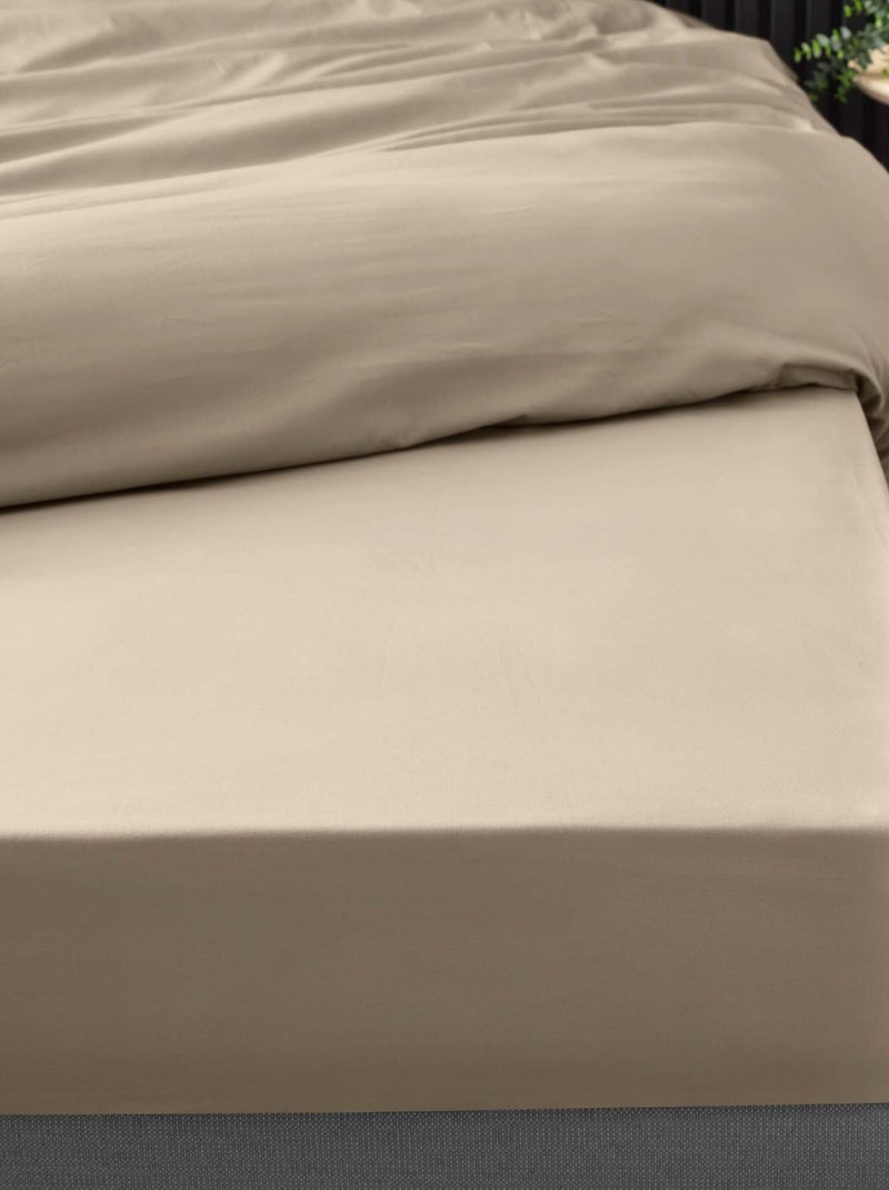 Sábana Bajera Lisa 100% Percal de Algodón Beige arena - Kiabi