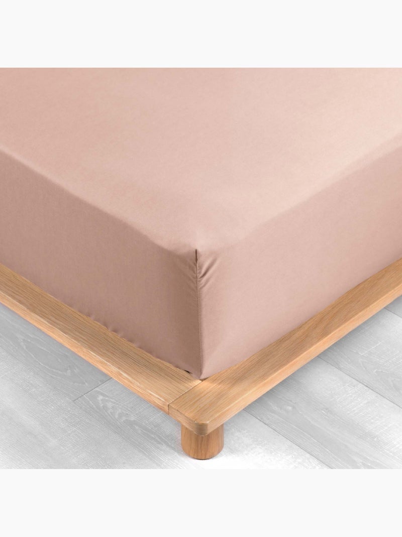 Sábana Bajera Lisa 100% Percal de Algodón Rosa - Kiabi