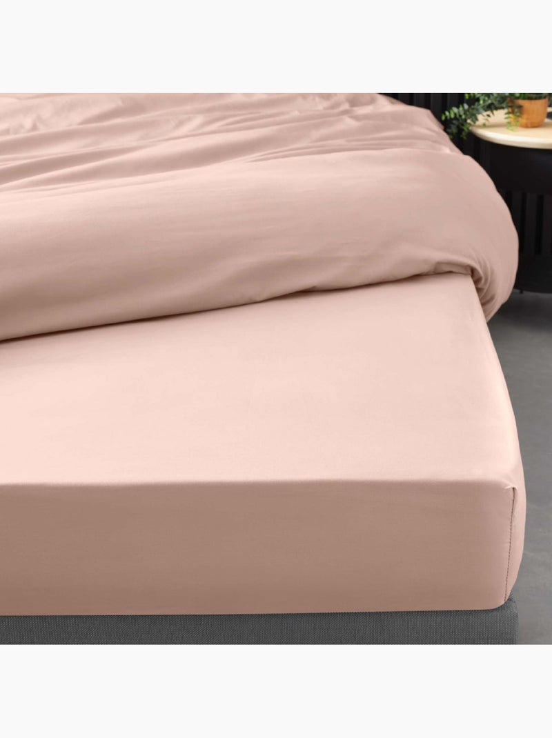 Sábana Bajera Lisa 100% Percal de Algodón Rosa - Kiabi