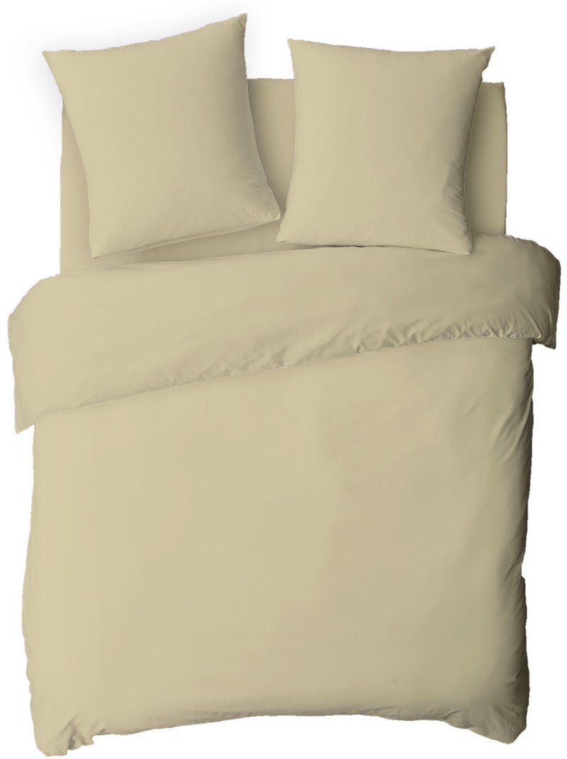 Sábana bajera lisa de algodón de 57 hilos Beige - Kiabi
