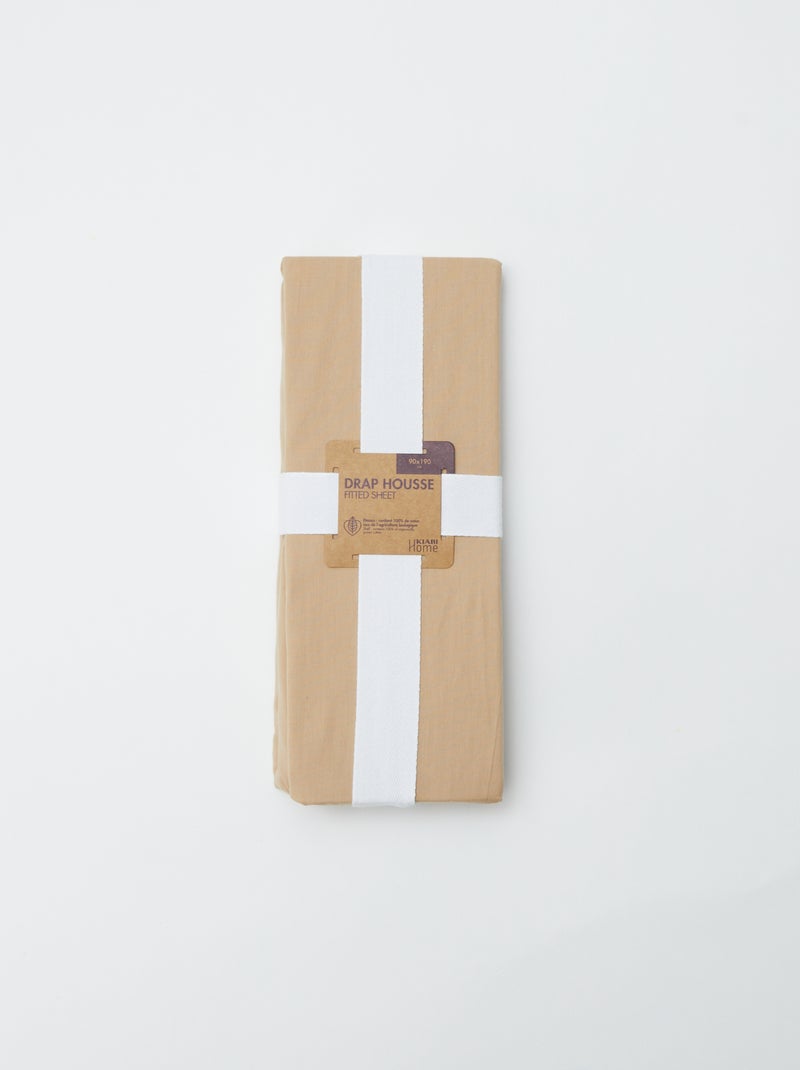 Sábana bajera para 1 persona 90 x 190 de algodón - Kiabi Home BEIGE - Kiabi