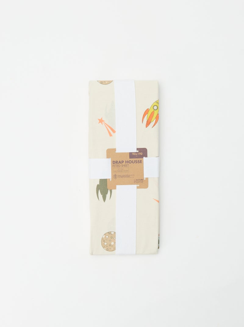 Sábana bajera para 1 persona (90x190) de algodón - Kiabi Home Beige - Kiabi