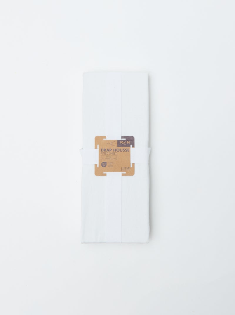 Sábana bajera para 1 persona (90x190) de algodón - Kiabi Home Blanco - Kiabi