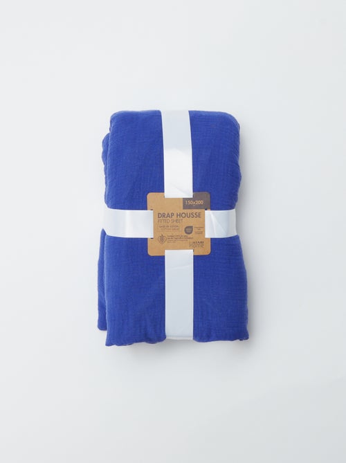 Sábana bajera para 2 personas (150x200cm) de gasa de algodón - Kiabi Home - Kiabi Sábana bajera para 2 personas (150x200cm) de gasa de algodón - Kiabi Home - Kiabi