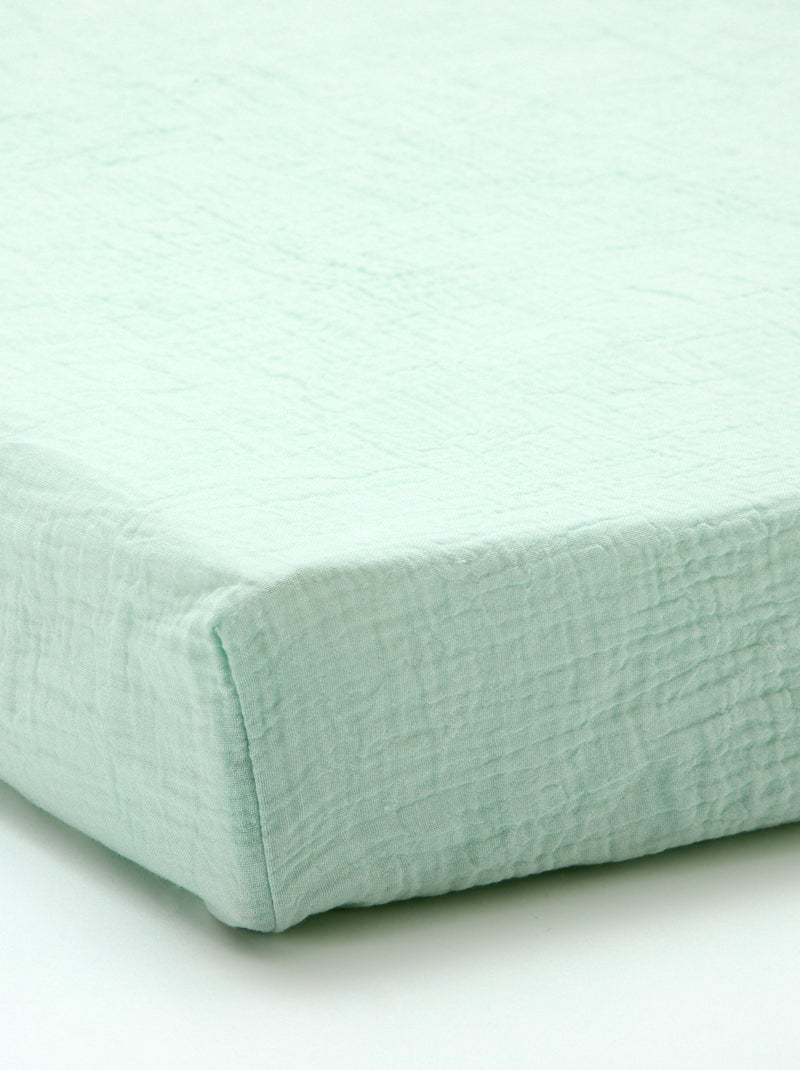 Sábana bajera para 2 personas (150x200cm) de gasa de algodón - Kiabi Home azul - Kiabi