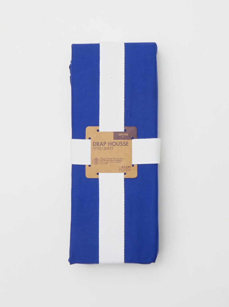 Sábana bajera para 2 personas (180x200) de algodón - Kiabi Home AZUL - Kiabi
