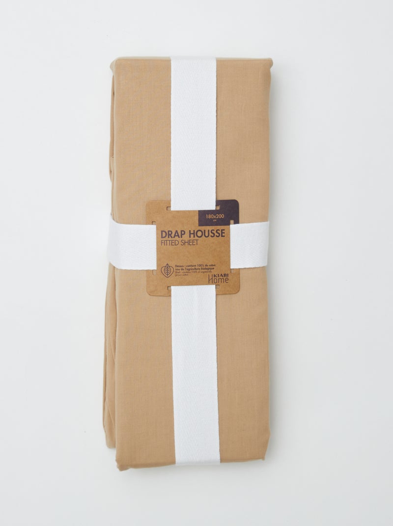 Sábana bajera para 2 personas (180x200) de algodón - Kiabi Home BEIGE - Kiabi