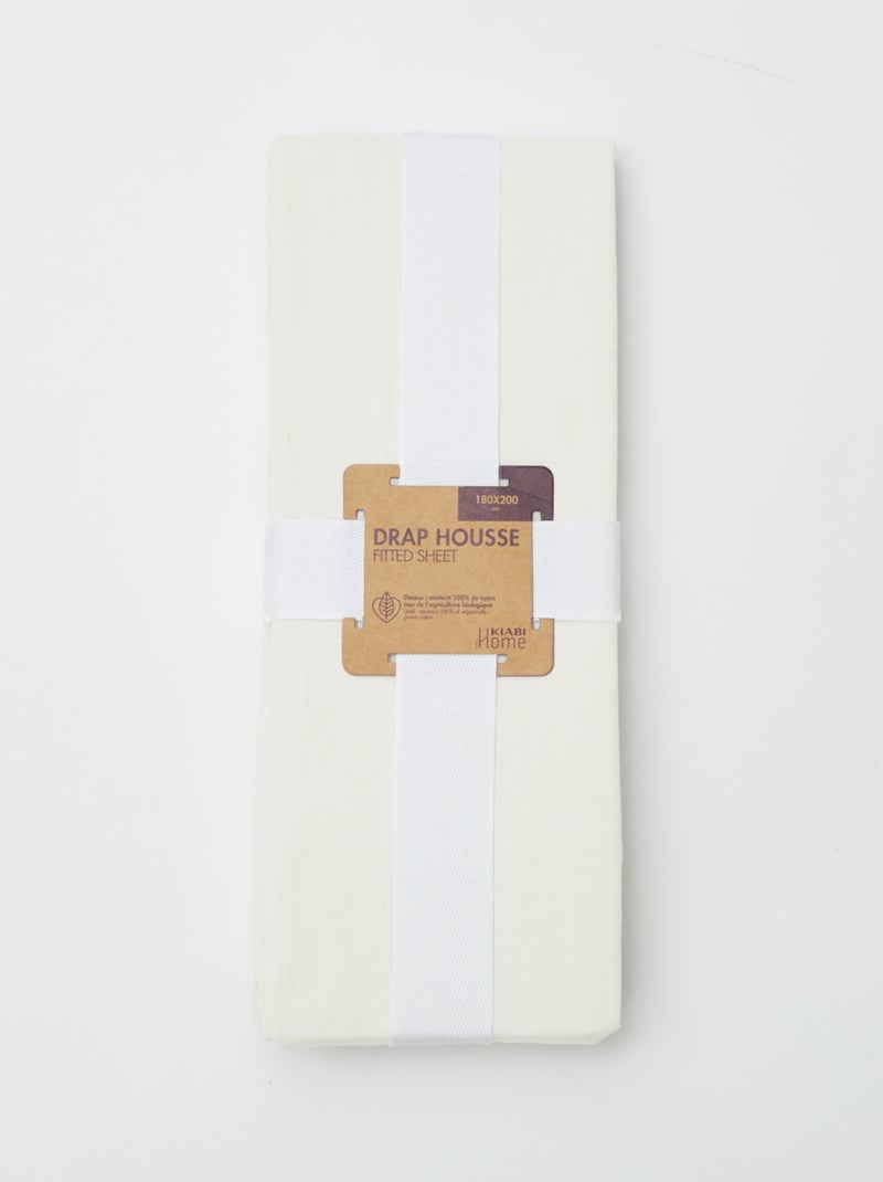 Sábana bajera para 2 personas (180x200) de algodón - Kiabi Home BLANCO - Kiabi