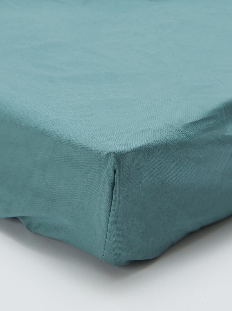 Sábana bajera para 2 personas (180x200) de algodón - Kiabi Home VERDE - Kiabi