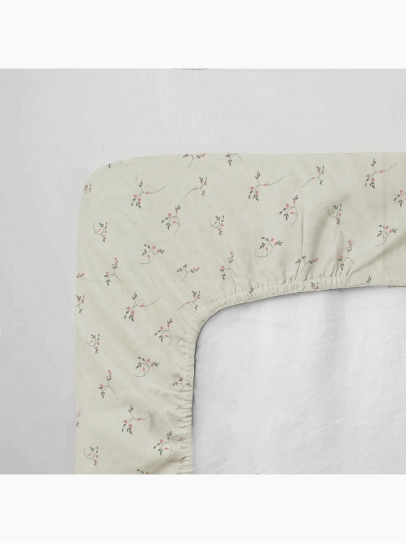 Sábana bajera para bebé en punto elástico 100% algodón flores Beige - Kiabi