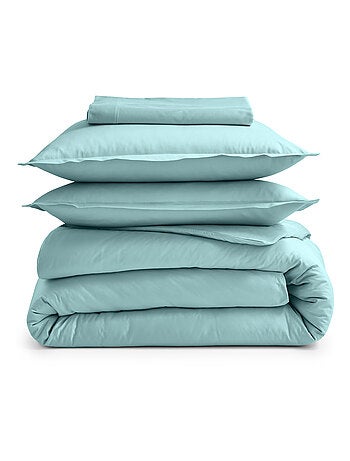 Sábana bajera para cama articulada en percal de algodón liso con fuelle de 30 cm