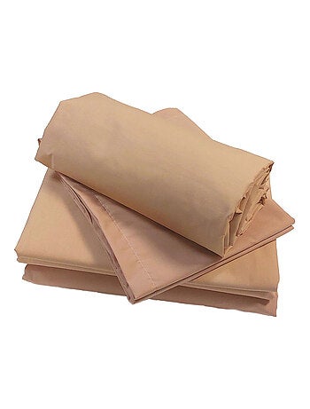 Sábana bajera para cama articulada en percal de algodón liso con fuelle de 30 cm