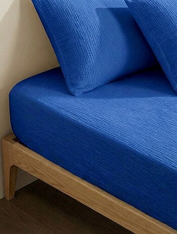 Sábana bajera para cama de 2 personas (150x200cm) de gasa de algodón - Kiabi Home