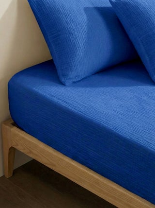 Sábana bajera para cama de 2 personas (150x200cm) de gasa de algodón - Kiabi Home