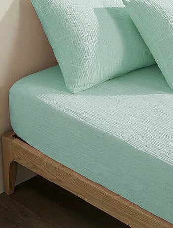 Sábana bajera para cama de 2 personas (150x200cm) de gasa de algodón - Kiabi Home