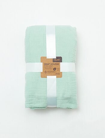 Sábana bajera para cama de 2 personas (150x200cm) de gasa de algodón - Kiabi Home