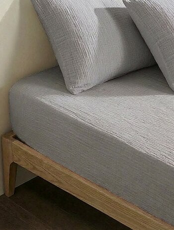 Sábana bajera para cama de 2 personas (150x200cm) de gasa de algodón - Kiabi Home