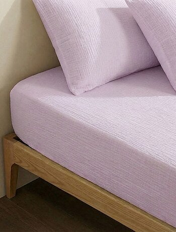Sábana bajera para cama de 2 personas (150x200cm) de gasa de algodón - Kiabi Home