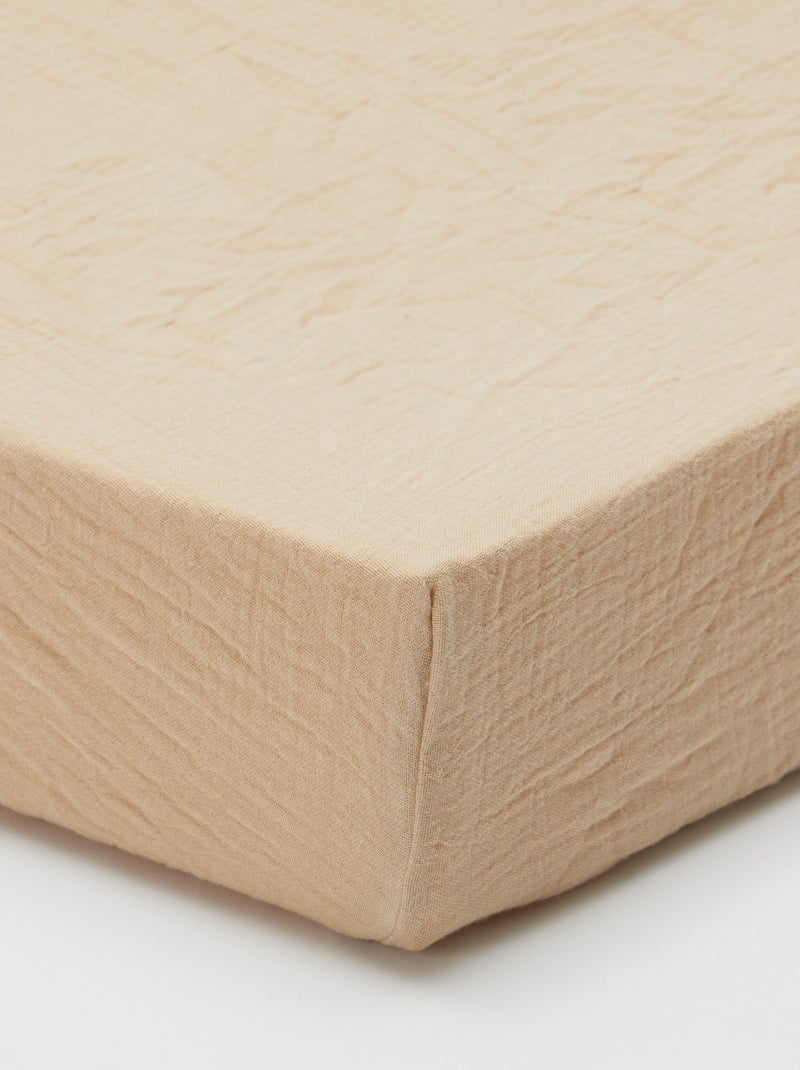 Sábana bajera para cuna (70x140) de doble gasa de algodón - Kiabi Home BEIGE - Kiabi