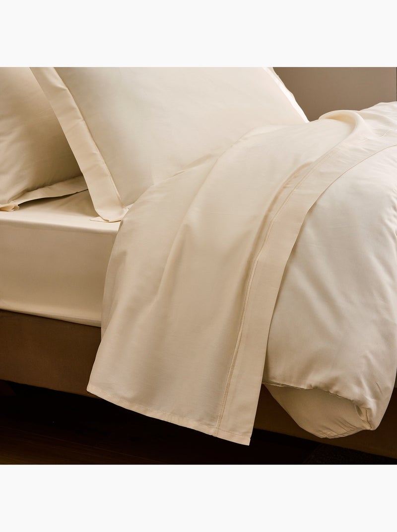Sábana bajera – satén de algodón 120 hilos/cm² – bolsillo 30 cm Beige natural - Kiabi