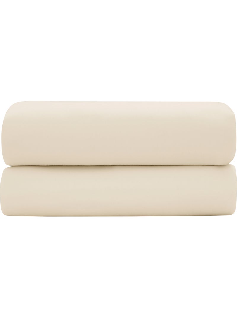 Sábana bajera – satén de algodón 120 hilos/cm² – bolsillo 30 cm Beige natural - Kiabi