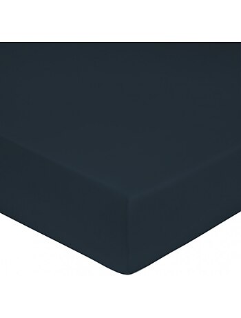 Sábana bajera satén de algodón azul marino